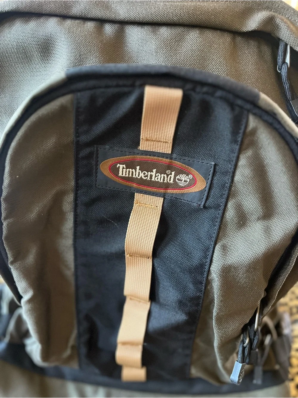 Timberland: Vintage leather trimmed canvas travel luggage/backpack